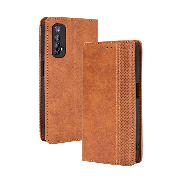 Vintage Style Magnetic PU Leather Stand Wallet Mobile Shell for Realme 7 / Realme Narzo 20 Pro - Brown