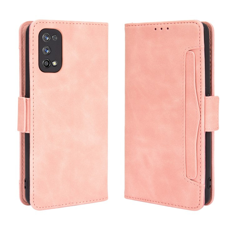 Protective Leather Case with Multiple Card Slots Phone Cover for Realme 7 Pro - Pink