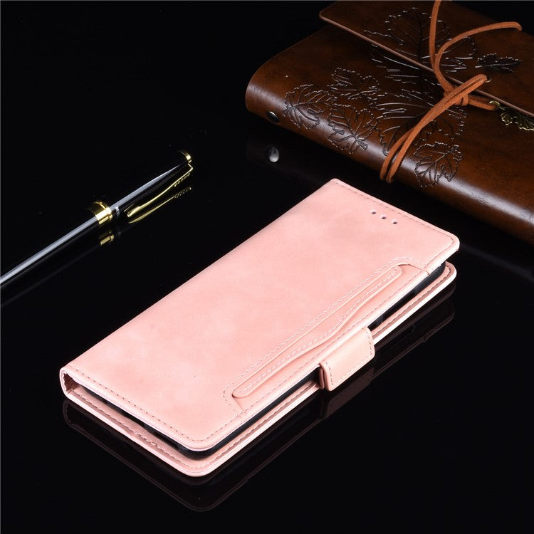 Protective Leather Case with Multiple Card Slots Phone Cover for Realme 7 Pro - Pink