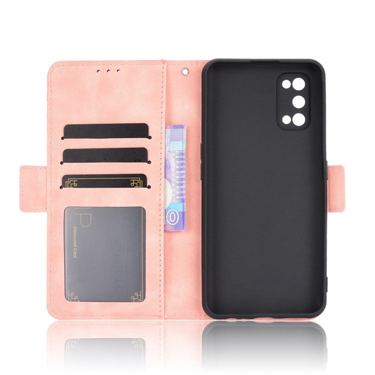 Protective Leather Case with Multiple Card Slots Phone Cover for Realme 7 Pro - Pink