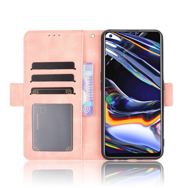 Protective Leather Case with Multiple Card Slots Phone Cover for Realme 7 Pro - Pink
