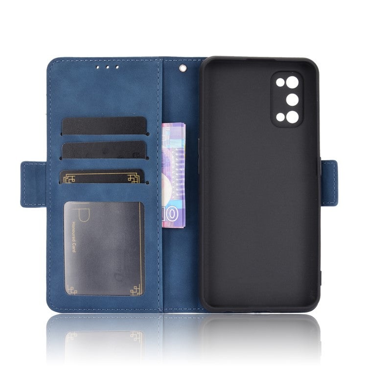 Protective Leather Case with Multiple Card Slots Phone Cover for Realme 7 Pro - Blue