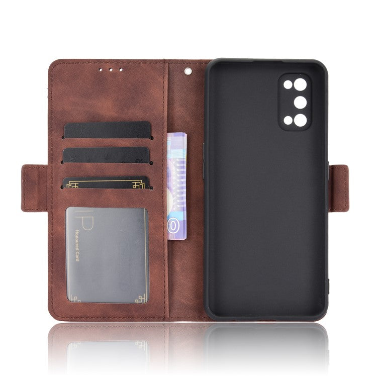 Protective Leather Case with Multiple Card Slots Phone Cover for Realme 7 Pro - Brown