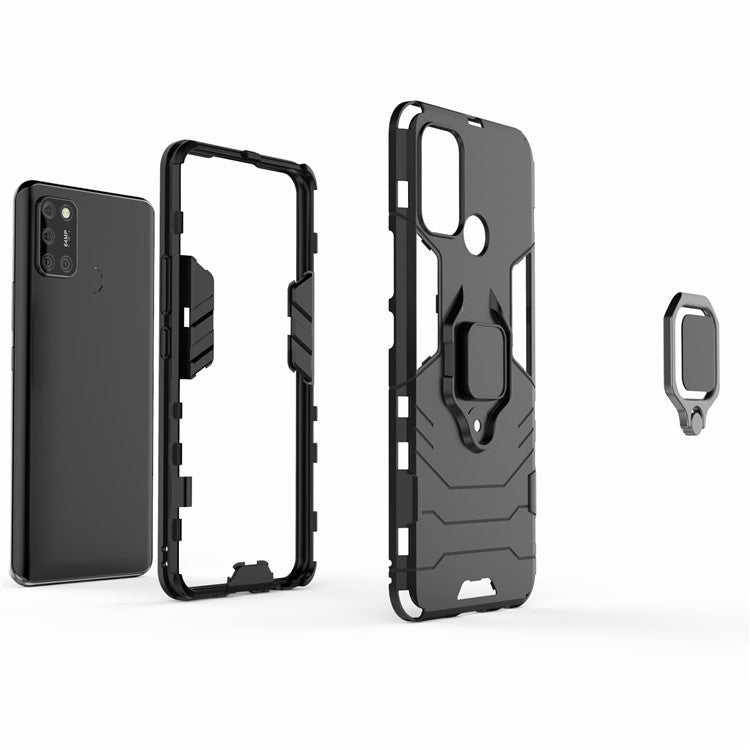 Cool Guard PC + TPU Hybrid Phone Case with Kickstand for Realme 7i (Asia)/C17 - Black