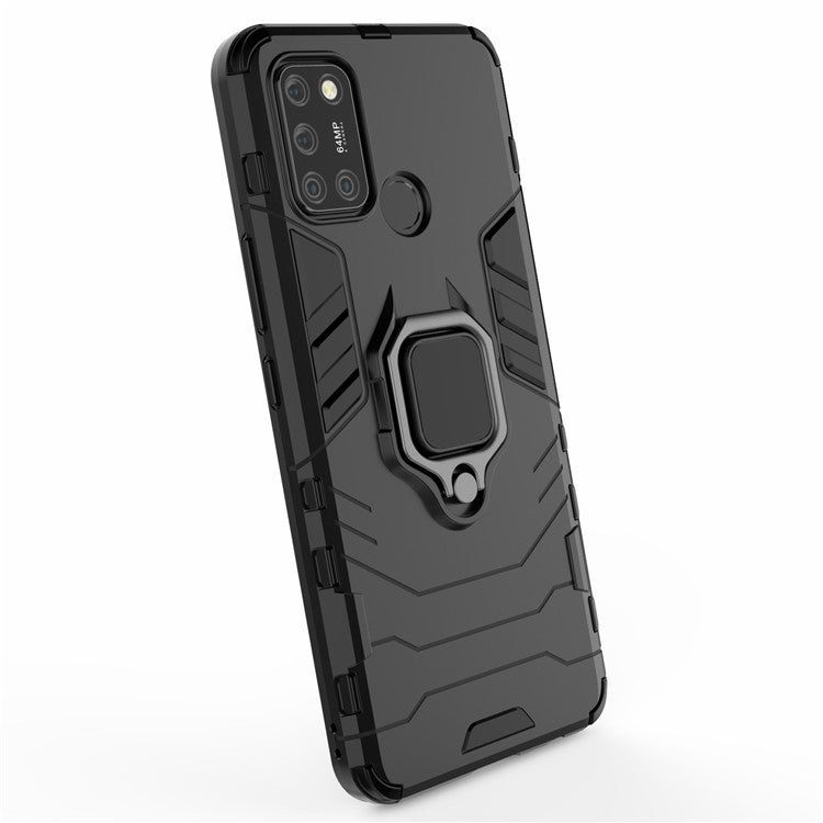 Cool Guard PC + TPU Hybrid Phone Case with Kickstand for Realme 7i (Asia)/C17 - Black