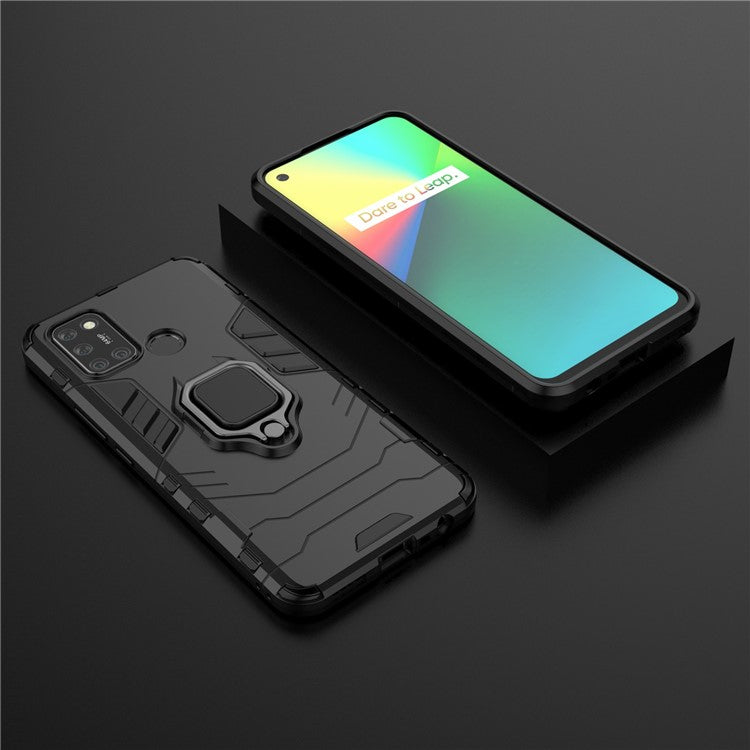 Cool Guard PC + TPU Hybrid Phone Case with Kickstand for Realme 7i (Asia)/C17 - Black