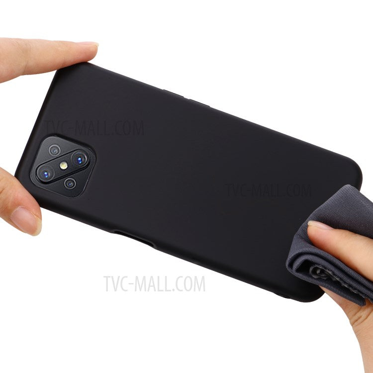 Liquid Silicone Cell Phone Cover with Strap for OPPO A92s - Black