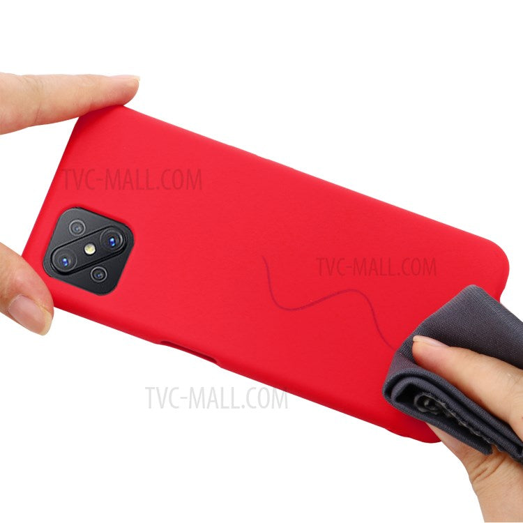 Liquid Silicone Cell Phone Cover with Strap for OPPO A92s - Red