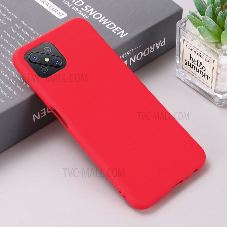 Liquid Silicone Cell Phone Cover with Strap for OPPO A92s - Red
