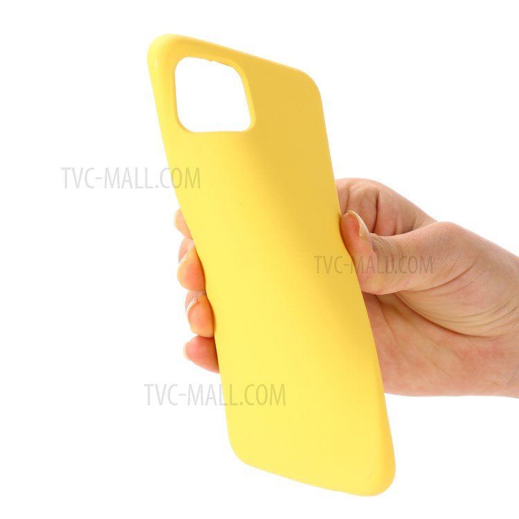 Liquid Silicone Cell Phone Cover with Strap for OPPO A92s - Yellow