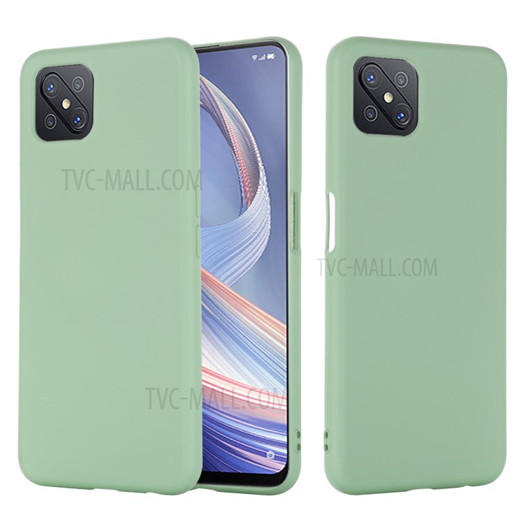 Liquid Silicone Cell Phone Cover with Strap for OPPO A92s - Green