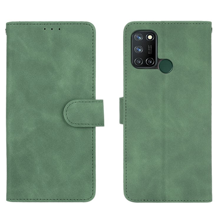 Skin-Touch Flip Wallet Leather Stand Phone Case for Realme 7i (Asia)/C17 - Green