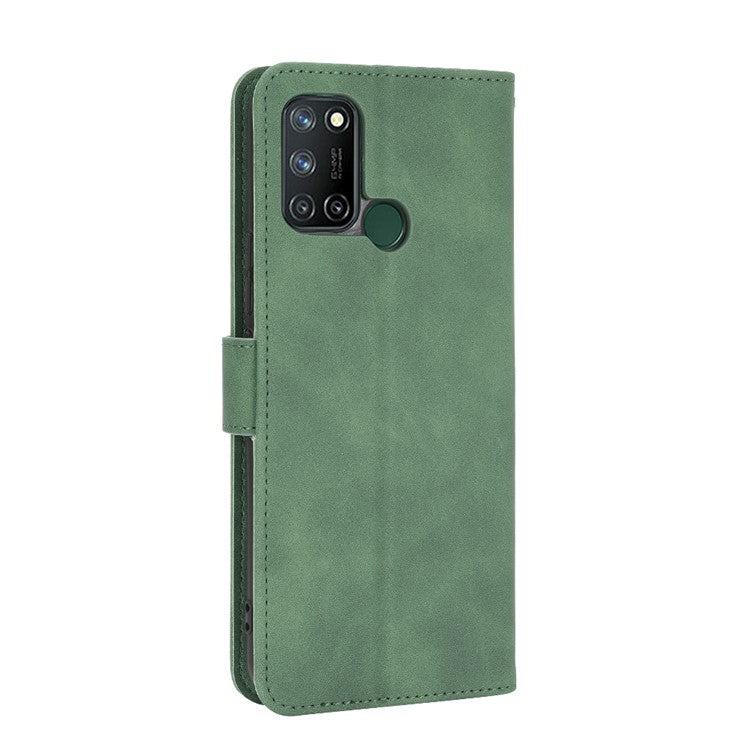 Skin-Touch Flip Wallet Leather Stand Phone Case for Realme 7i (Asia)/C17 - Green