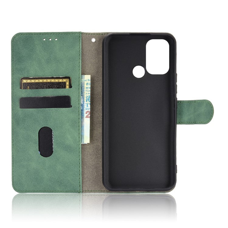 Skin-Touch Flip Wallet Leather Stand Phone Case for Realme 7i (Asia)/C17 - Green