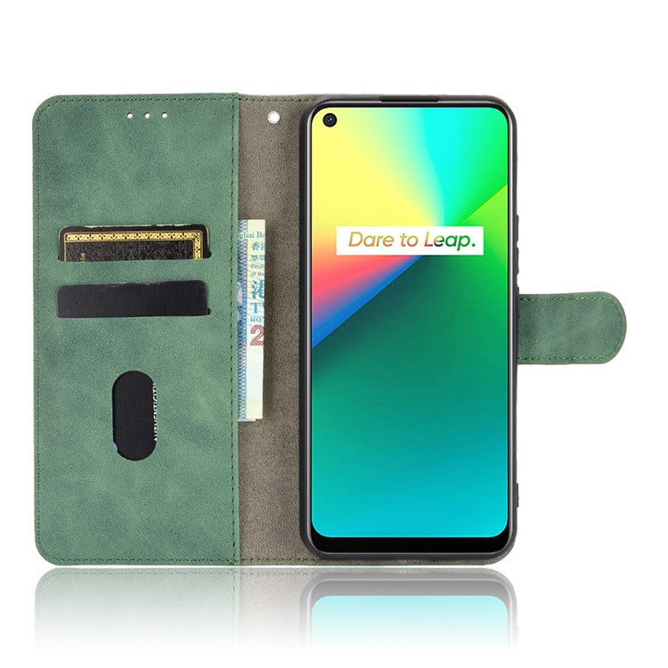 Skin-Touch Flip Wallet Leather Stand Phone Case for Realme 7i (Asia)/C17 - Green