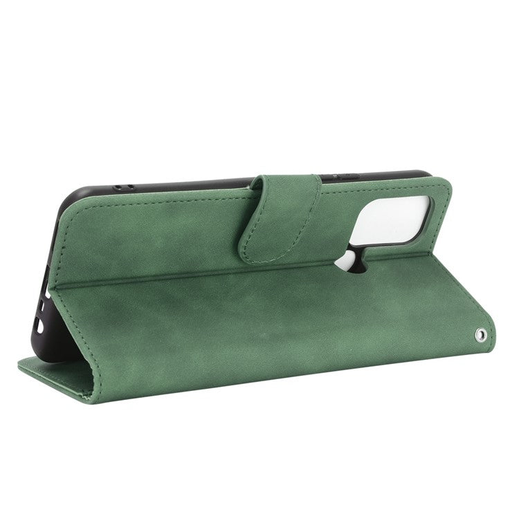 Skin-Touch Flip Wallet Leather Stand Phone Case for Realme 7i (Asia)/C17 - Green