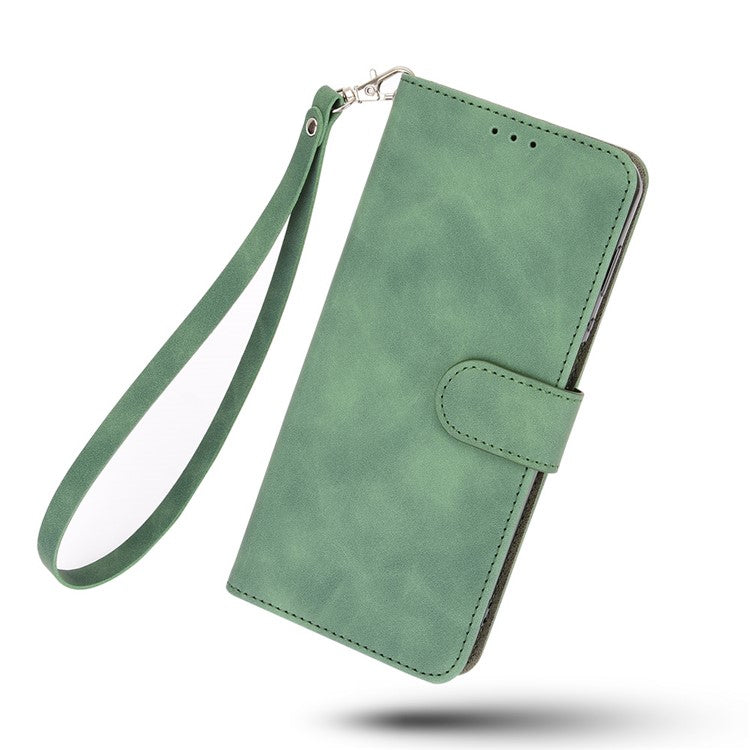 Skin-Touch Flip Wallet Leather Stand Phone Case for Realme 7i (Asia)/C17 - Green