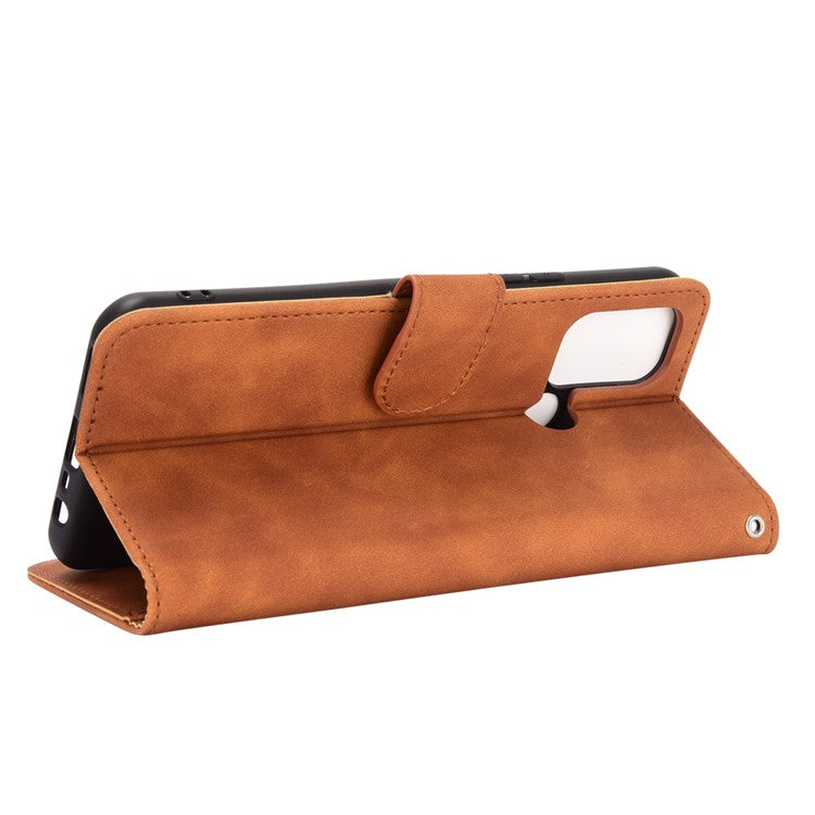 Skin-Touch Flip Wallet Leather Stand Phone Case for Realme 7i (Asia)/C17 - Brown
