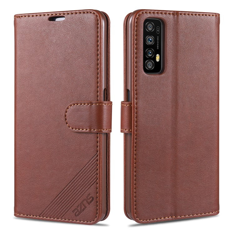 AZNS TPU + PU Leather Phone Protective Case with Wallet and Stand for Realme 7 (Asia)/7 (Global)/7 Pro - Brown