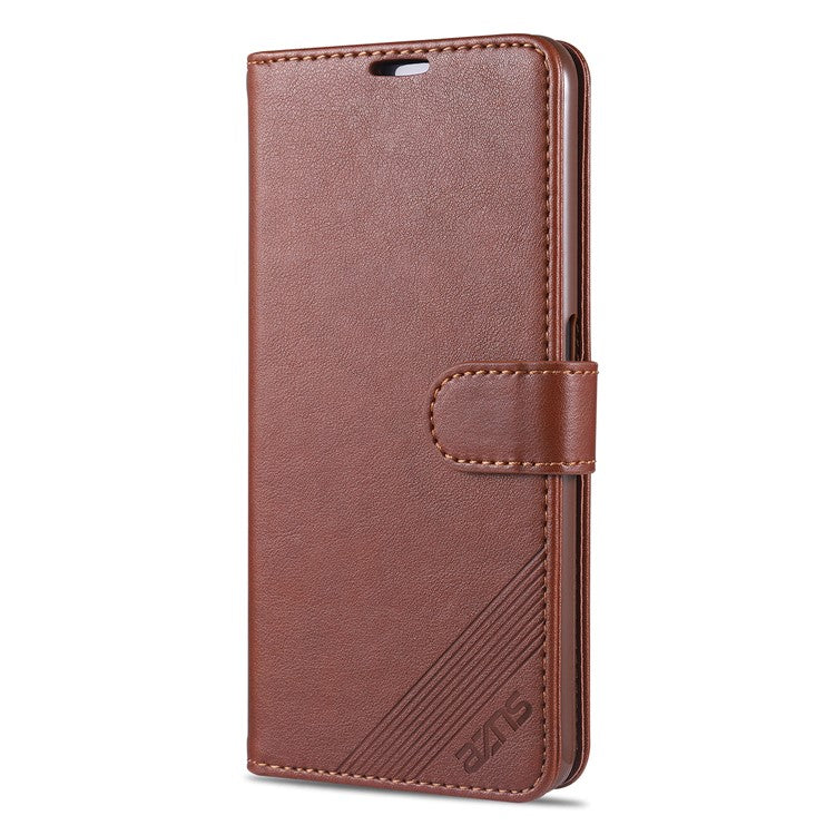 AZNS TPU + PU Leather Phone Protective Case with Wallet and Stand for Realme 7 (Asia)/7 (Global)/7 Pro - Brown
