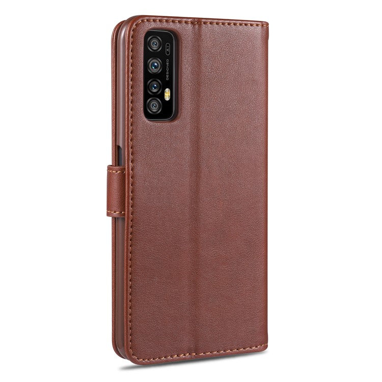AZNS TPU + PU Leather Phone Protective Case with Wallet and Stand for Realme 7 (Asia)/7 (Global)/7 Pro - Brown
