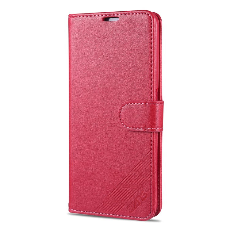 AZNS TPU + PU Leather Phone Protective Case with Wallet and Stand for Realme 7 (Asia)/7 (Global)/7 Pro - Red