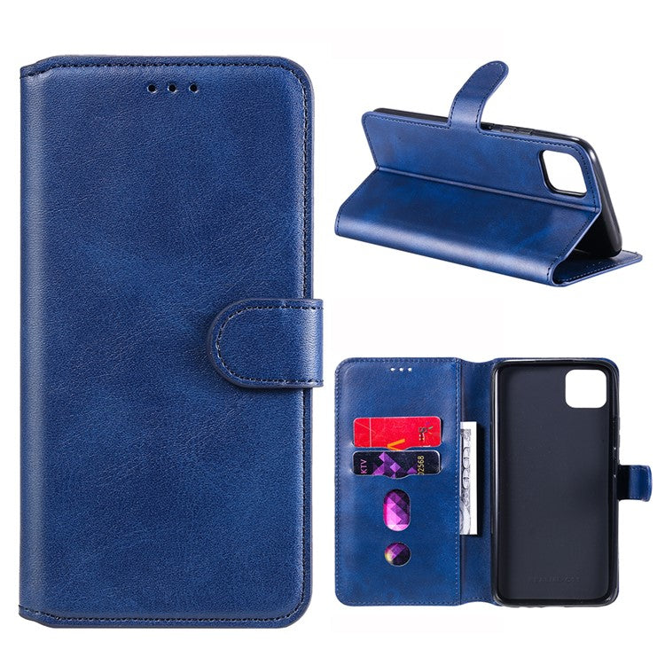 Classic Style Wallet + Stand Flip Leather Phone Case for Realme C11 - Blue