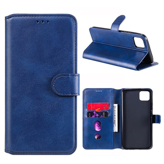 Classic Style Wallet + Stand Flip Leather Phone Case for Realme C11 - Blue