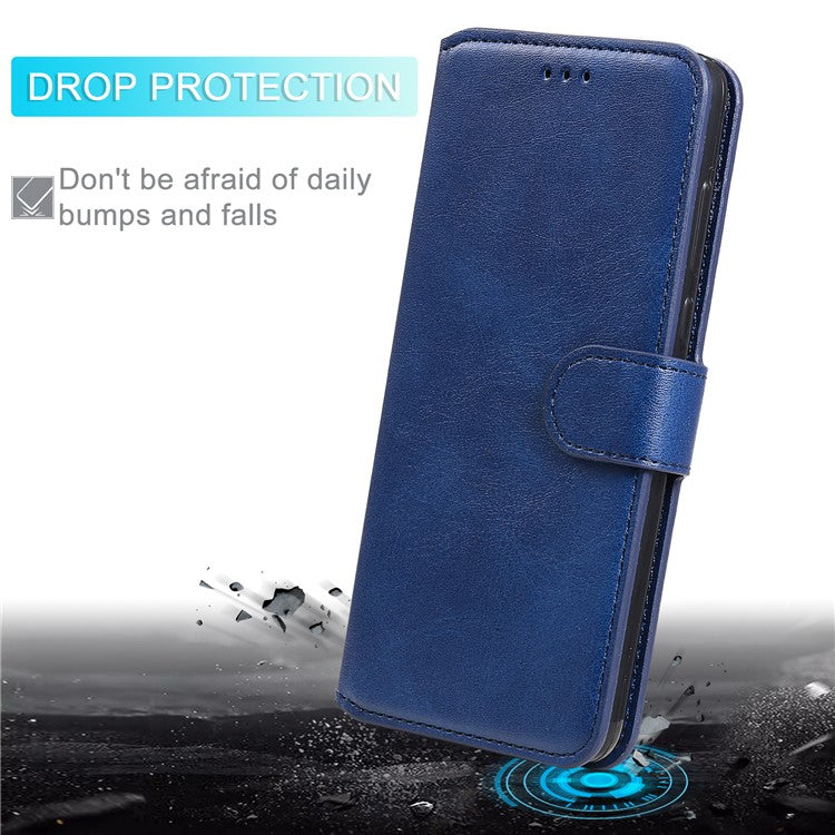 Classic Style Wallet + Stand Flip Leather Phone Case for Realme C11 - Blue