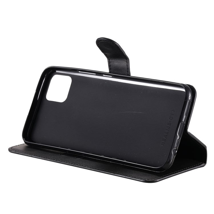 Classic Style Wallet + Stand Flip Leather Phone Case for Realme C11 - Black