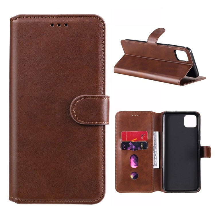 Classic Style Wallet + Stand Flip Leather Phone Case for Realme C11 - Brown