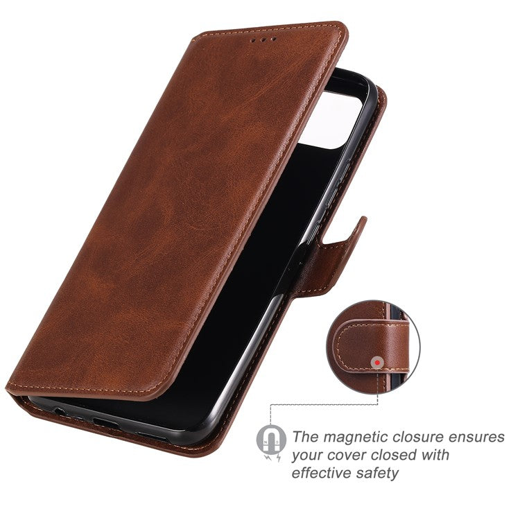 Classic Style Wallet + Stand Flip Leather Phone Case for Realme C11 - Brown