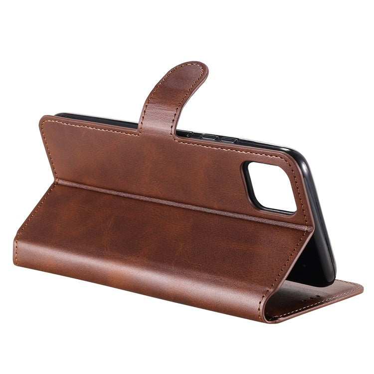 Classic Style Wallet + Stand Flip Leather Phone Case for Realme C11 - Brown