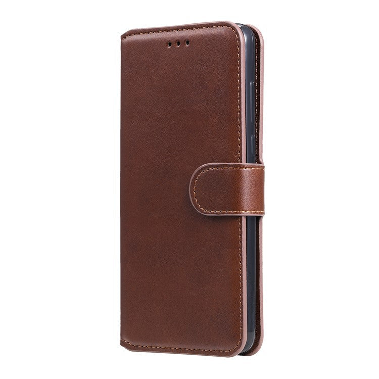 Classic Style Wallet + Stand Flip Leather Phone Case for Realme C11 - Brown