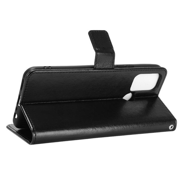 Crazy Horse Texture Leather Stand Cover for Realme 7i/C17 Phone Case - Black