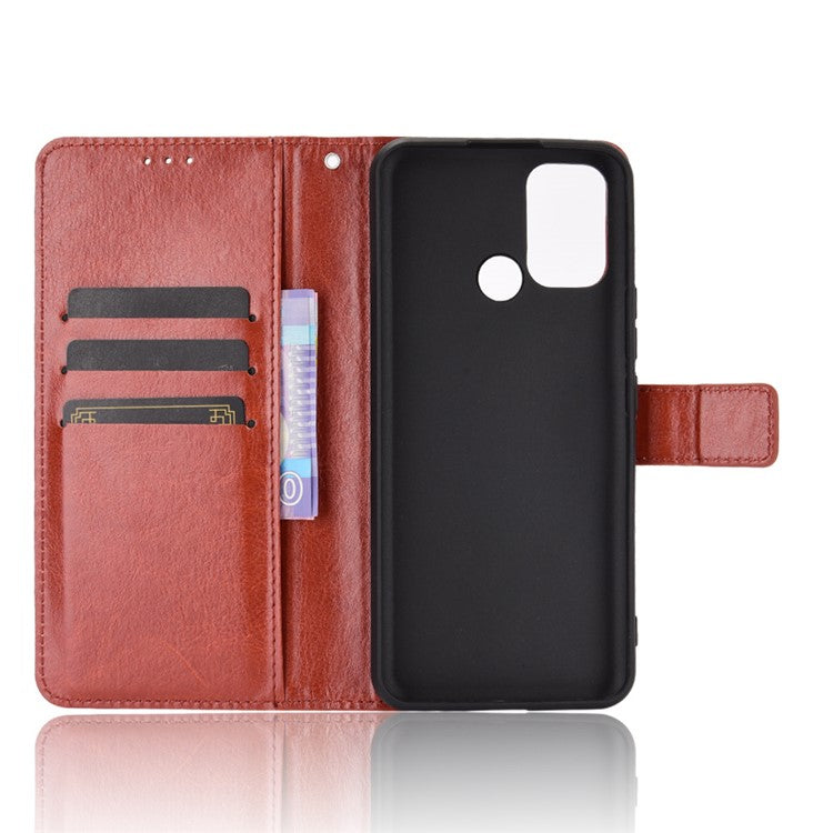 Crazy Horse Texture Leather Stand Cover for Realme 7i/C17 Phone Case - Brown