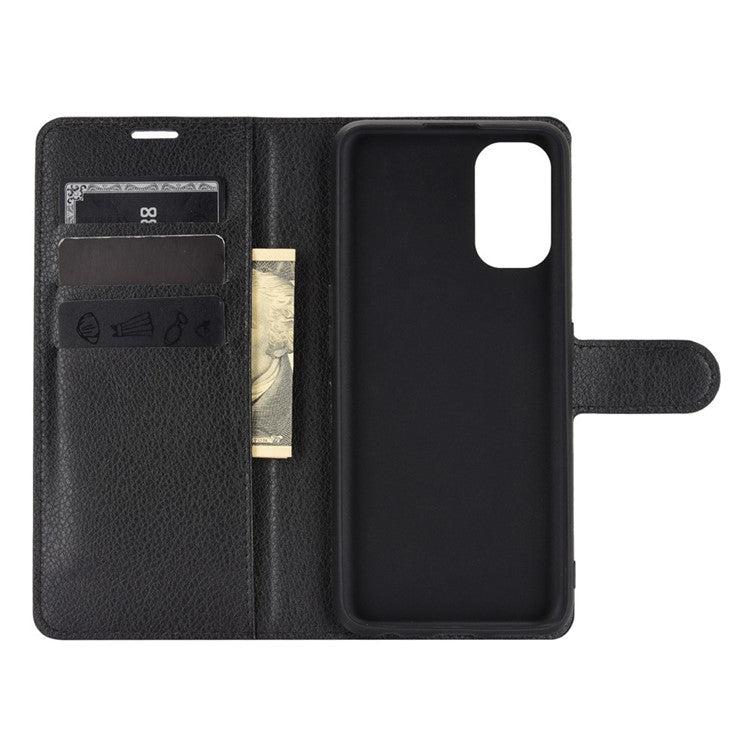 Phone Protective Shell Litchi Texture Leather Wallet for Realme 7 Pro - Black