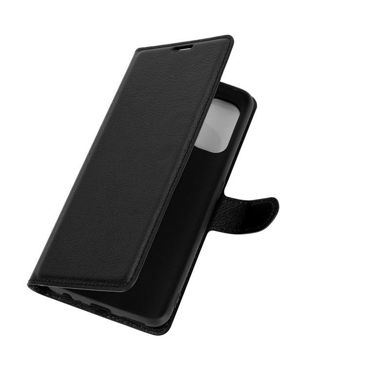 Phone Protective Shell Litchi Texture Leather Wallet for Realme 7 Pro - Black