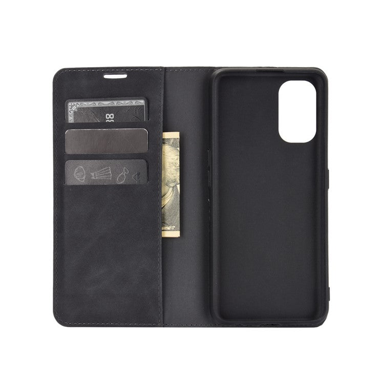 Strong Absorption Skin-Touch Leather Flip Phone Cover Case for Realme 7 Pro - Black