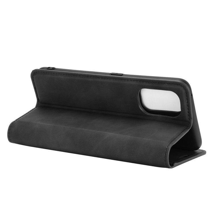 Strong Absorption Skin-Touch Leather Flip Phone Cover Case for Realme 7 Pro - Black