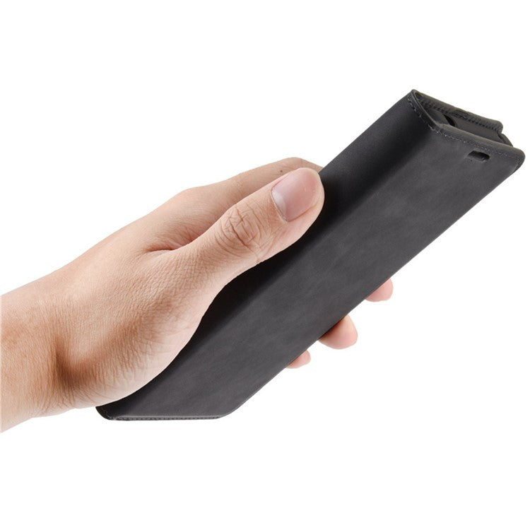 Strong Absorption Skin-Touch Leather Flip Phone Cover Case for Realme 7 Pro - Black