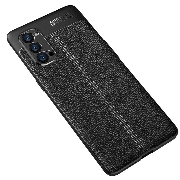 Litchi Grain Flexible TPU Mobile Phone Case for Oppo Reno4 Pro 5G - Black
