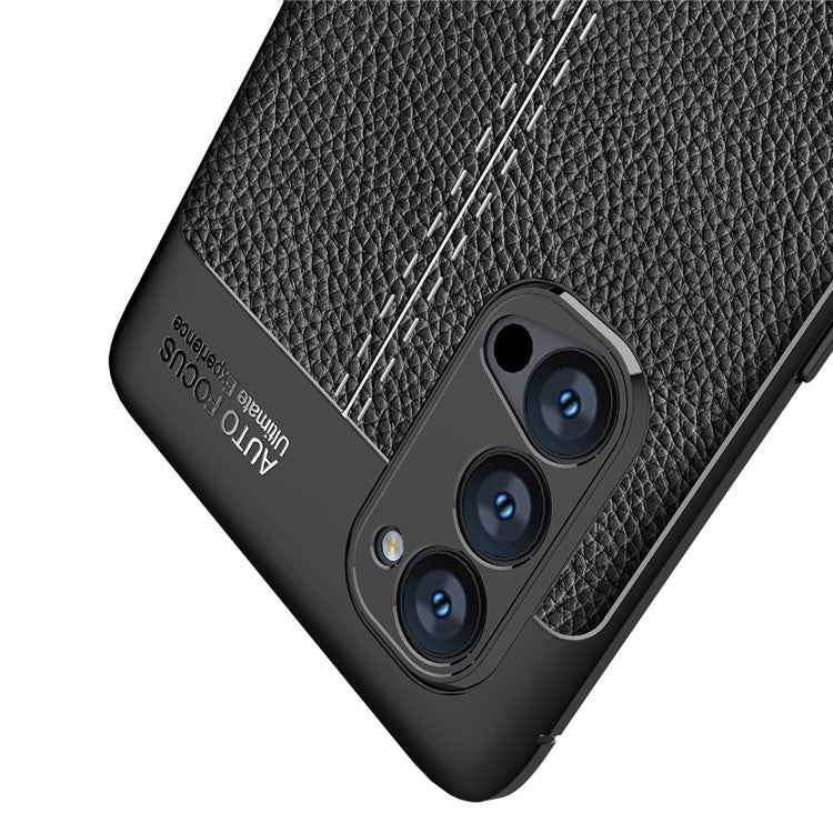 Litchi Grain Flexible TPU Mobile Phone Case for Oppo Reno4 Pro 5G - Black