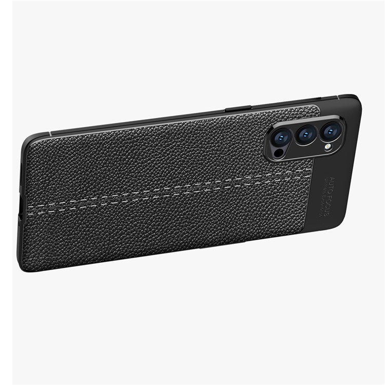 Litchi Grain Flexible TPU Mobile Phone Case for Oppo Reno4 Pro 5G - Black