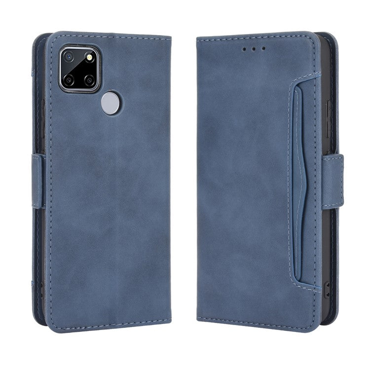 Multiple Card Slots Protective Cover for OPPO A15 Stand Leather Case - Blue