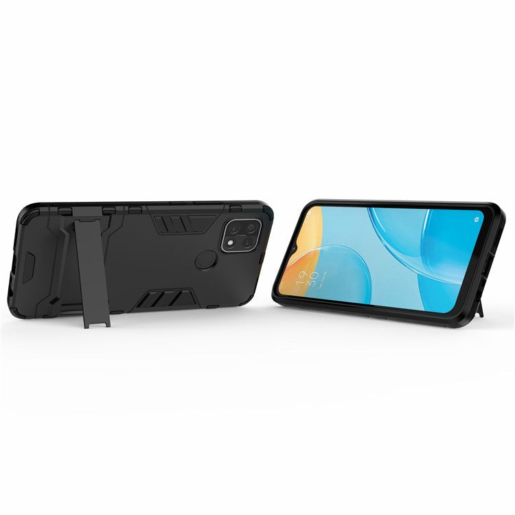 PC + TPU Hybrid Cover with 2-in-1 Kickstand Case for OPPO A15 - Black