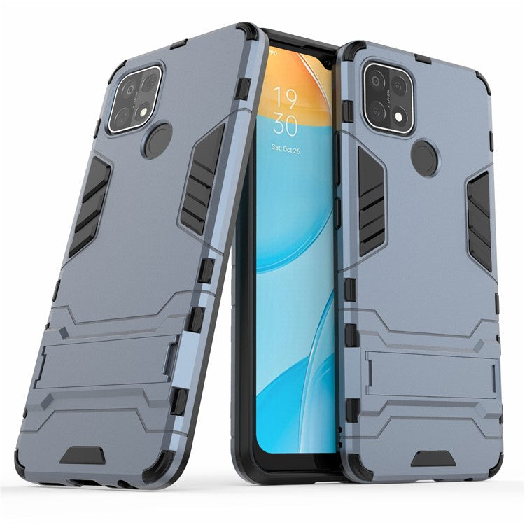 PC + TPU Hybrid Cover with 2-in-1 Kickstand Case for OPPO A15 - Blue