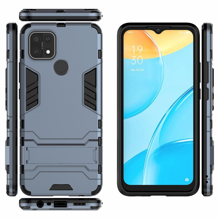 PC + TPU Hybrid Cover with 2-in-1 Kickstand Case for OPPO A15 - Blue