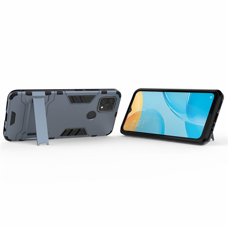 PC + TPU Hybrid Cover with 2-in-1 Kickstand Case for OPPO A15 - Blue