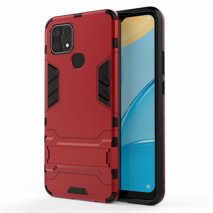 PC + TPU Hybrid Cover with 2-in-1 Kickstand Case for OPPO A15 - Red